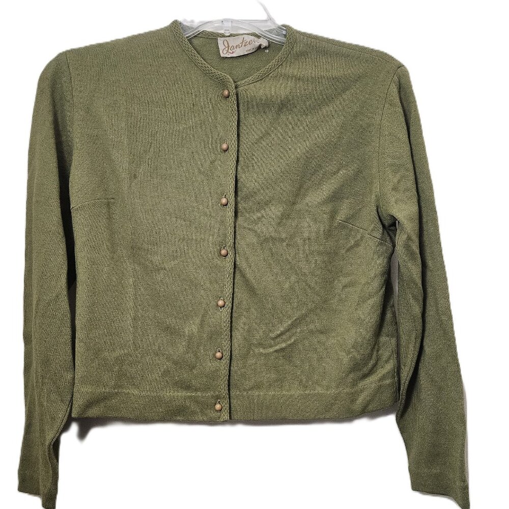 Vintage Jantzen Cardigan Sweater Size 38 M Medium 1960s Green Made in USA